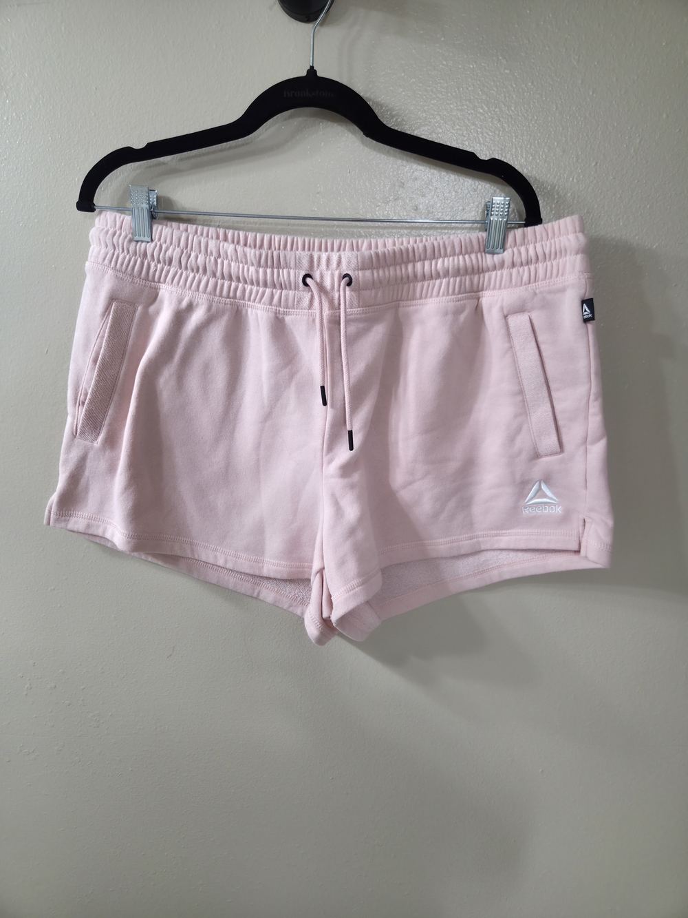 Reebok Light Pink Elastic Waist Terry Athletic Shorts